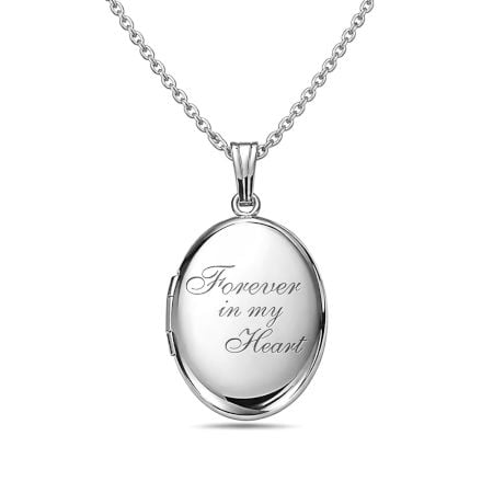 Handcrafted 925 Silver Oval Picture Locket Necklace